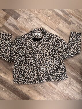 Crazy Train Leopard Moto Jacket 3XL Plus Size Studded Zipper Western Boutique